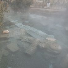 パムッカレのレストハウス中央に遺跡が沈む温泉がある