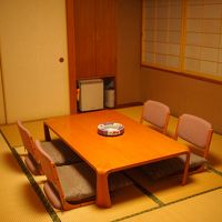 ６人くらい泊まれそうな和室を二人で広々と利用。