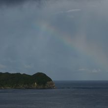 大島海峡にかかる虹