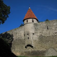 この赤い塔と城壁が街のシンボルです。