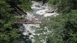 スリル満点のかずら橋