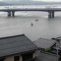 部屋からは、しじみ漁をしている宍道湖の様子が