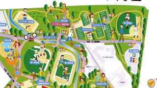 陸上競技場、野球場などがそろう総合運動公園、寝屋川公園