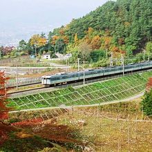 秋の勝沼付近、紅葉も綺麗である