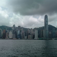 遊歩道から見た対岸のビル街