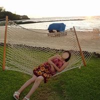 ホテル前の浜辺　ハンモック