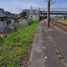 左の雑草のところに大隅線の線路があった０番ホーム