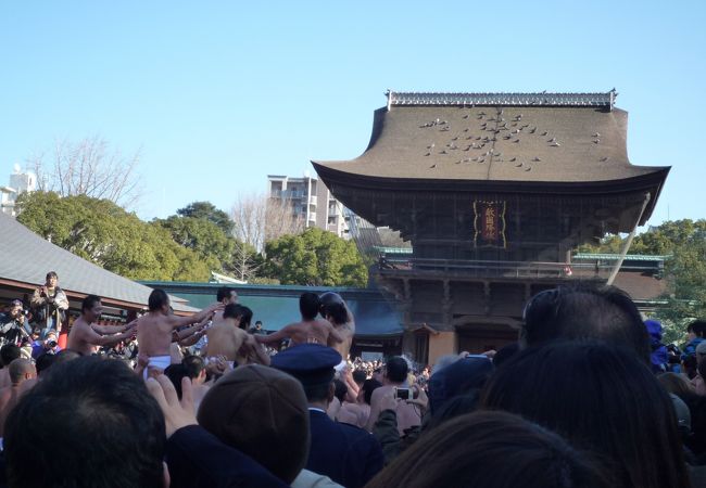 玉取祭 (玉せせり)  --- 日本三大八幡宮のひとつ「筥崎宮」で正月に開かれる勇壮な祭りです。