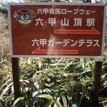 ガーデンテラス、ロープウエイ山頂駅の道しるべ
