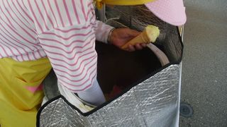 ヘラでアイスを盛ってくれる