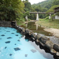 大沢の湯からの菊水館の眺め