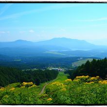 望湖台からの黒姫高原の風景