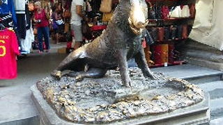 鼻先ピカピカのイノシシ像