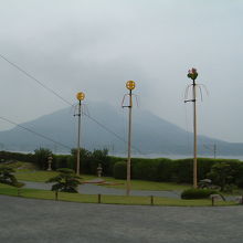 庭より」桜島を