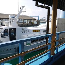 西表島への船に乗り込むとき