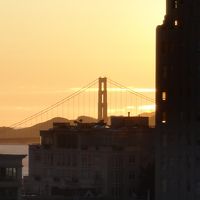 部屋から観た夕方のゴールデンゲート（望遠）。