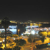 部屋から見たナイル川と西岸のライトアップ