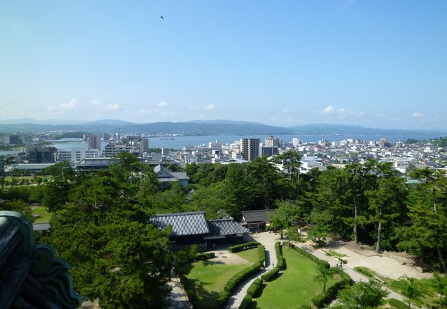 天守閣から見た宍道湖と松江市中心街