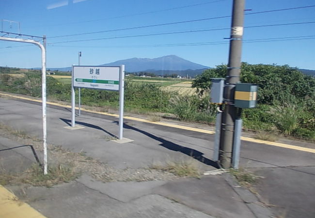 ホーム上の銅像がインパクトある駅です