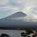 富士山を眺めながら　足湯