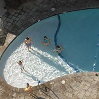 客室内から見たプールです。