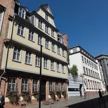 右が博物館、左がゲーテハウス