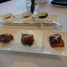 ３種盛り、龍景軒の自慢の３料理。旨い。