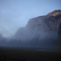 早朝のヨセミテ、テントより徒歩１０分程度