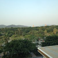 お城とアトラクションの先っぽだけ見えます