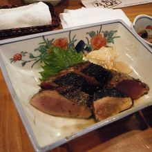 カツオの塩たたき　たれよりこちらの方がおススメと言われました