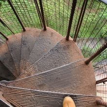 壁画から下る螺旋階段、狭くて足下の見通しがよろしいです。