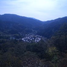 妻籠城址からみた宿全景