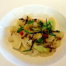 リガーテの生パスタ からすみと愛別産雪の下きの子のペペロンチ