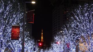 イルミネーションの間に東京タワー