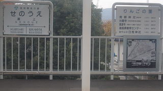 りんご園がたくさん見られる界隈の駅です
