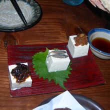 島豆腐(アーサの佃煮、スクガラス、油みそ)