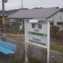 ホーム越しに見る駅舎