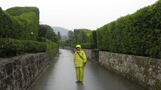 石垣と生垣が整然と続く武家屋敷群