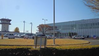 プロペラ機の定期便が飛んでいる　「調布飛行場」