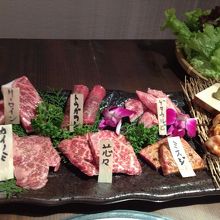 お肉のセット。部位の名称が分かります