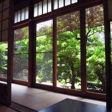 新緑の候、お庭を眺めながら美味しいお茶とお菓子。贅沢なひと時