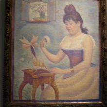 スーラ　化粧をする女