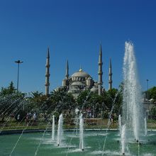 噴水越しに撮る