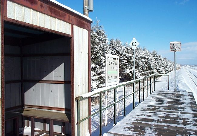 板張りの無人駅