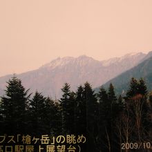 屋上展望台からの「槍ヶ岳」の眺め
