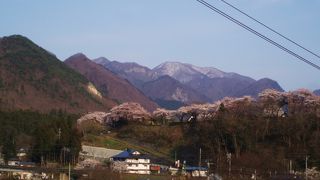 桜の時期の山寺