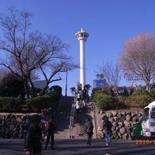 公園から見た釜山タワー