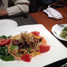 牛ステーキとなすのお浸し