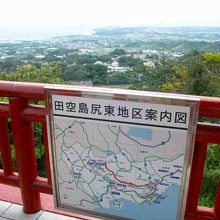 展望台からの眺めと案内地図