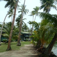 広い敷地内から見る客室